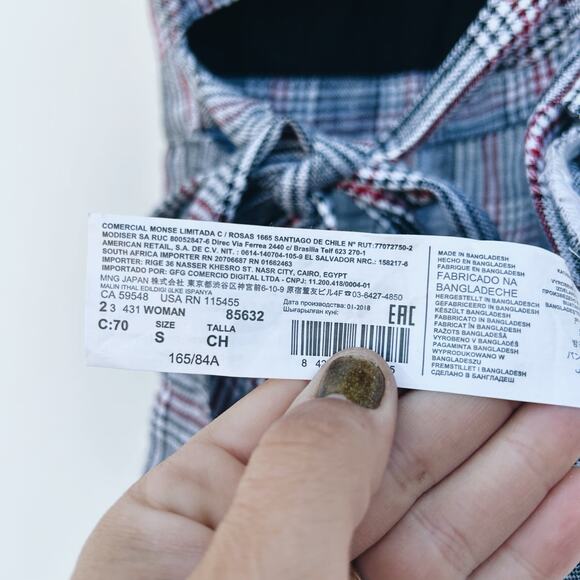 Mango Plaid Check Sleeveless Cut Out Backless Jumpsuit XS Preppy Vest Wide Leg - Picture 10 of 12